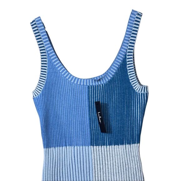 Lulus Radiant Personality Blue Color Block Ribbed Knit Midi Dress size XL NEW - Picture 6 of 13